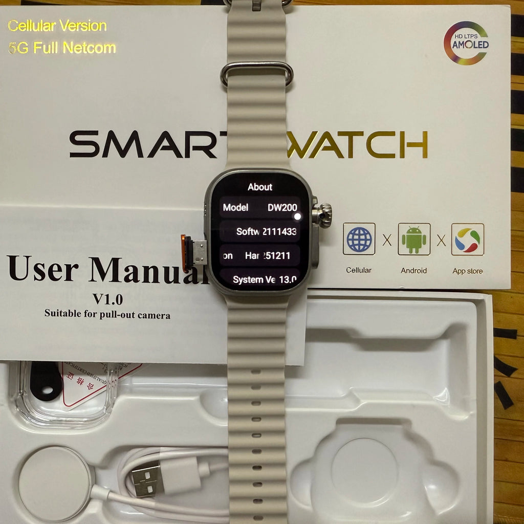 DW200 Smartwatch Men WIFI Touch ID NFC Infrared Smartwatch With Rotary Camera Fingerprint Unlock Touch Sim Card Slot Video Call