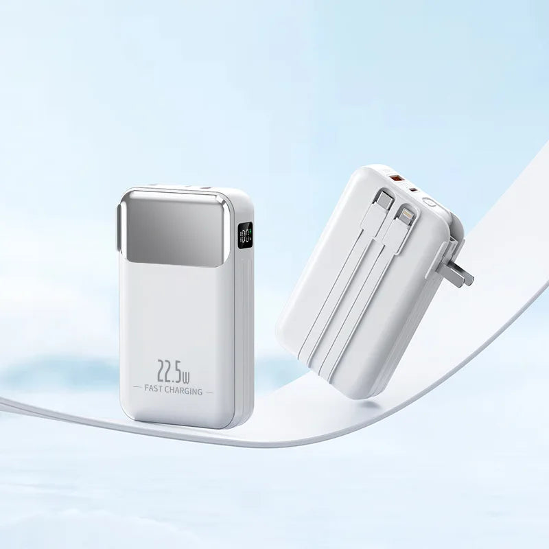 Power Bank 20000mAh 22.5W Fast Charging Powerbank with Cable AC Plug Wall Charger for iPhone 17 Huawei Xiaomi Samsung Powerbank