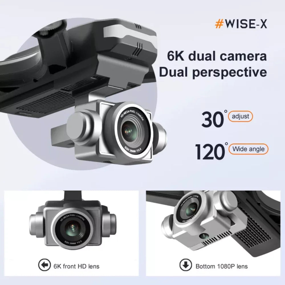 V14 Professional Drone, 3 Batteries, 6K HD Dual Camera, WiFi FPV Live Video, Portable RC Quadcopter, 120° Wide-Angle Lens, Altitude Hold, Gesture Control, 3D Flip, Foldable Design, Long Endurance, Suitable for Adults Beginners Aerial Photography & Outdoor