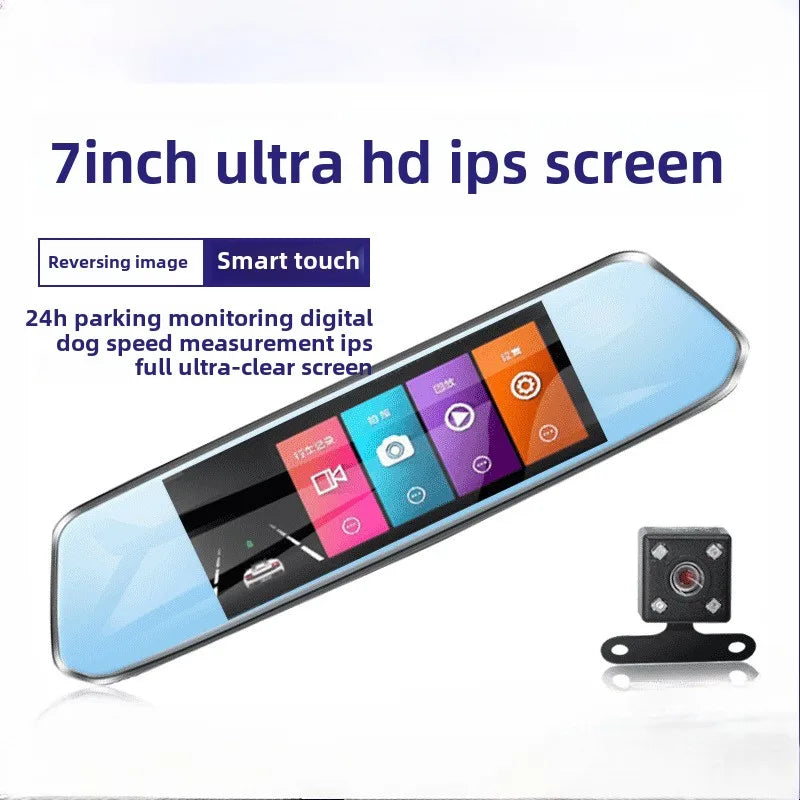 7 Inch IPS Screen Mirror Camera for Car Touch Screen Video Recorder Rearview Mirror Dash Cam Front and Rear Camera Mirror DVR