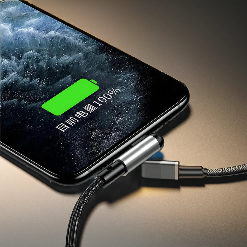 10PCS Premium Quality 65W Fast Charging Cable Nylon Braided USB To Type C Data Cable 90 Degree Elbow USB Side-bend Charger Cable