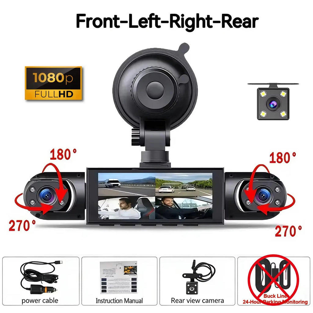 Dash Cam Vehicle DVR video recorder 4 cameras for cars black box front rear internal Night Vision Loop Recording dashcam car 360