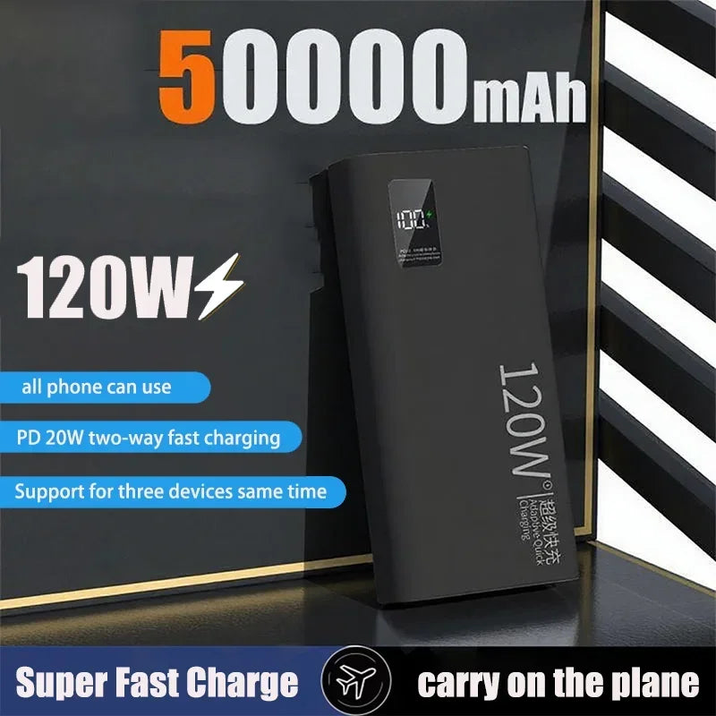 VIVO 500000mAh Power Bank For Xiaomi 120W Super Fast Charging Large Capacity Battery Charging Powerbank For IPhone