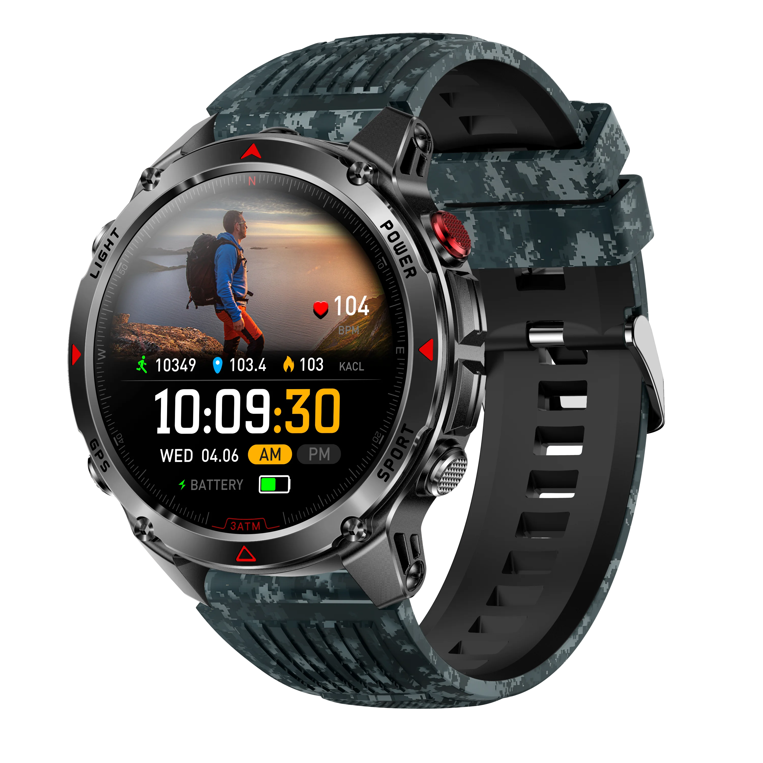 46" 360*360 IPS GPS Smart Watch, Bluetooth Men Sports Wristwatch, Multiple UI Themes & Sports Modes