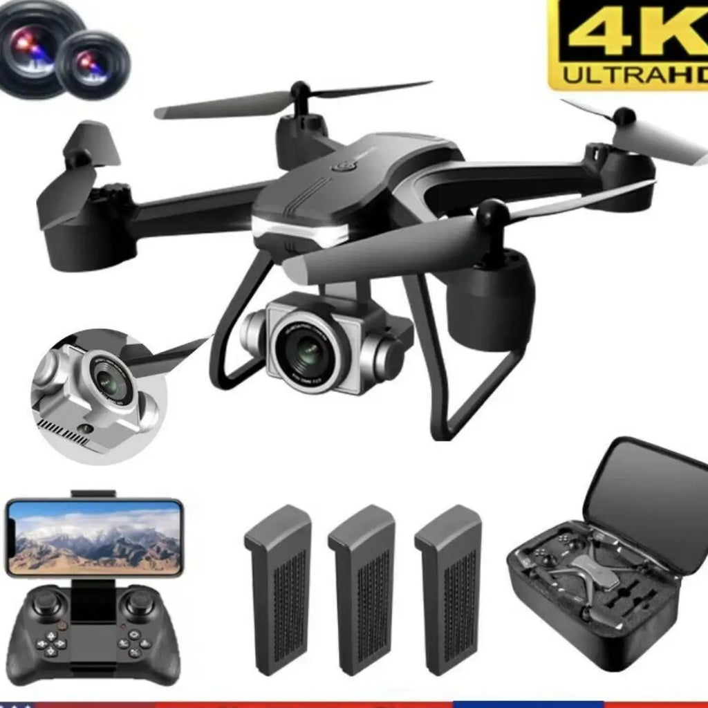 V14 Professional Drone, 3 Batteries, 6K HD Dual Camera, WiFi FPV Live Video, Portable RC Quadcopter, 120° Wide-Angle Lens, Altitude Hold, Gesture Control, 3D Flip, Foldable Design, Long Endurance, Suitable for Adults Beginners Aerial Photography & Outdoor