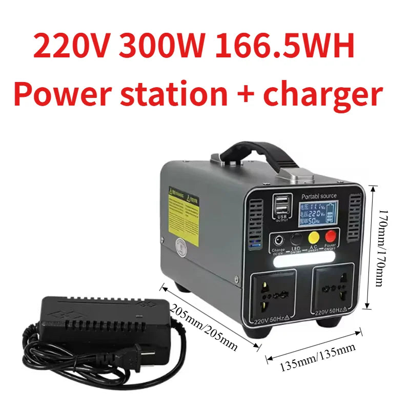 300W 166.5Wh/333Wh Portable Power Station Solar Generator 220V LiFePO4 Power Bank for  Camping Household Emergency Power Supply