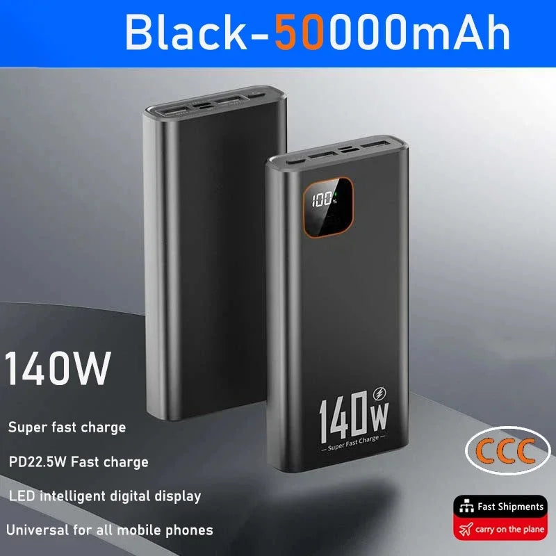 140W 200000mAh High Capacity Power Bank Super Fast Charging Powerbank Portable Battery Charger for iPhone Samsung Xiaomi Huawei