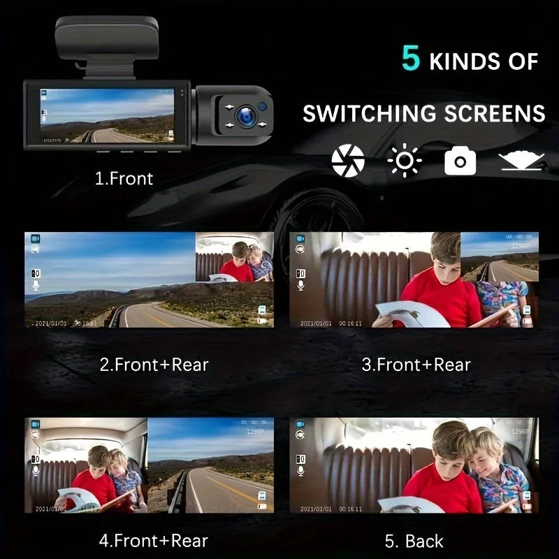 Dual Lens Car DVR FHD 1920*1080P Dash Camera Cabin Dashcam Vehicle Video Dash Cam Drive Recorder Interior Mini Dvrs Black Box