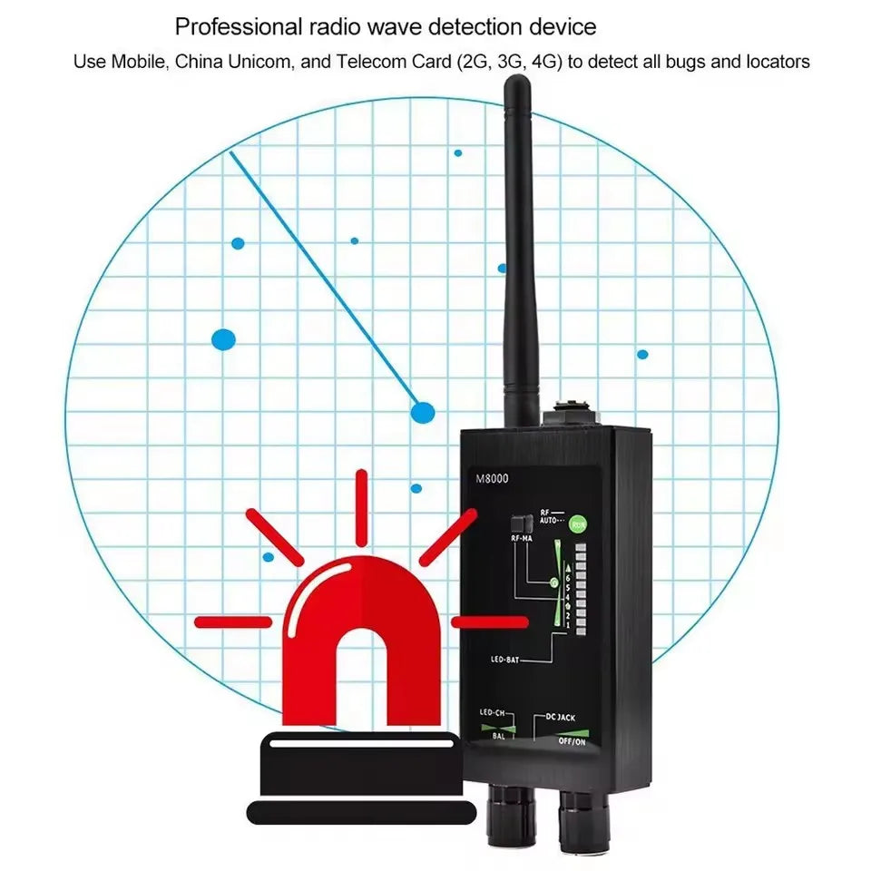 M8000 Radio Anti-Spy Detector High-Sensitivity Wide-Frequency (1MHz-12GHz) for Detect Wireless Cameras Eavesdropping&GPS Tracker