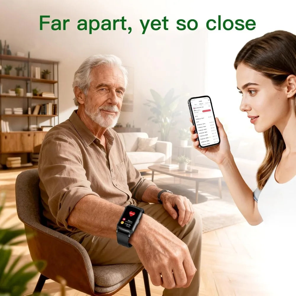 Fall Detection Smart Watch for Seniors with GPS, SOS & HD Video Call, 4G Safety Fitness Tracker for Dementia/Alzheimer's, Black