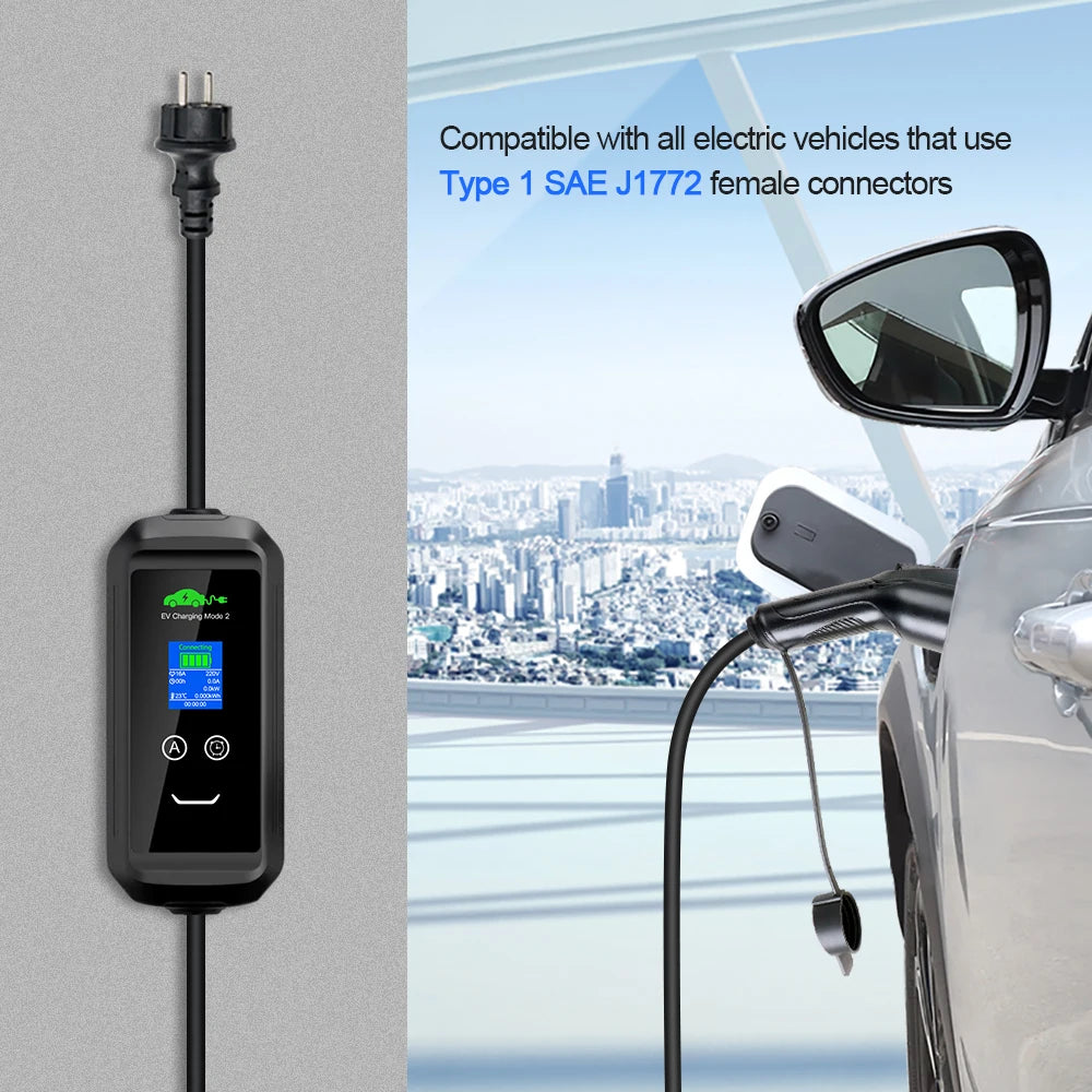 Ev Charger Plug Adapter Type 1 EVSE SAE J1772 Convertor 16A 3.6kw 32A 7.2kw Electric Car Charging Vehicle Socket