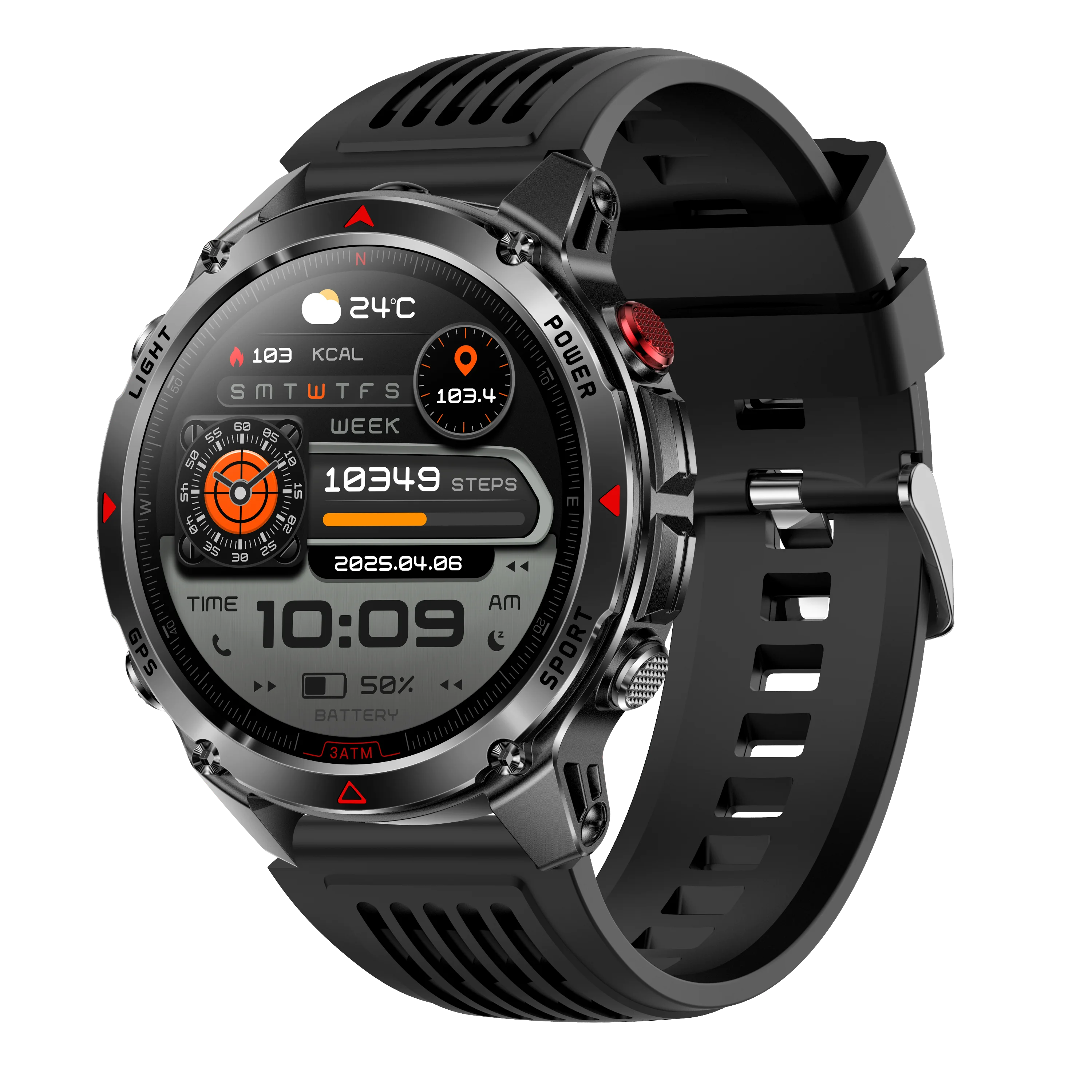 46" 360*360 IPS GPS Smart Watch, Bluetooth Men Sports Wristwatch, Multiple UI Themes & Sports Modes