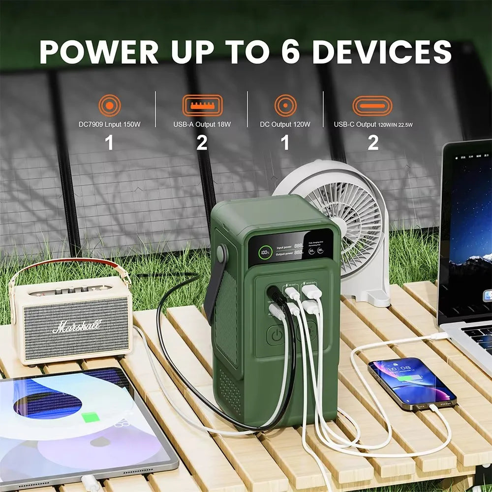 60000mAh 200W 192Wh Camping Power Station Power Bank LiFePo4 Portable Charger Battery Outdoor Solar Generator USB Port Supply