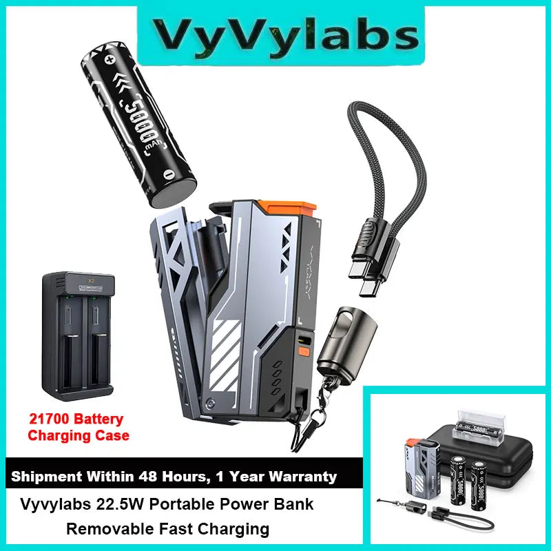 VYVYLABS 22.5W Customizable Battery Capacity CCC Power Bank Portable Charger Detachable Powerbank With Battery Charging Case