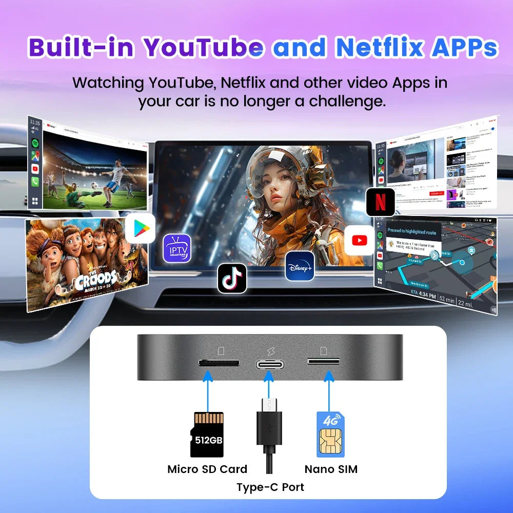 Carlinkit Tbox S2 Import Chip Video Carplay Adapter 4G 64Gb Wireless Ai Box Android 13 Auto Carplay 3 In1 Car Play for Youtube