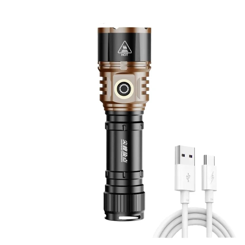 Strong Light High Power LED Flashlight Type-C Charging Waterproof Aluminum Alloy Torch Outdoor Camping Lantern Patrol