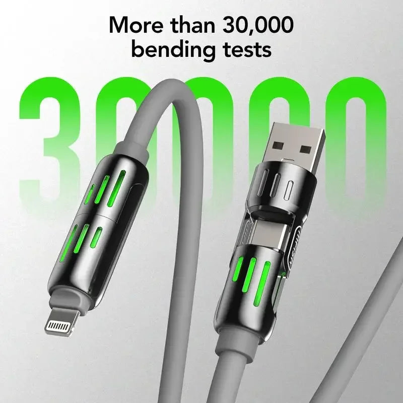 MFISH 4-in-1 Multi-Function USB Charging Cable Max 240W Fast Charging Type C Lightning Compatible with iPhone 15/16 iPad