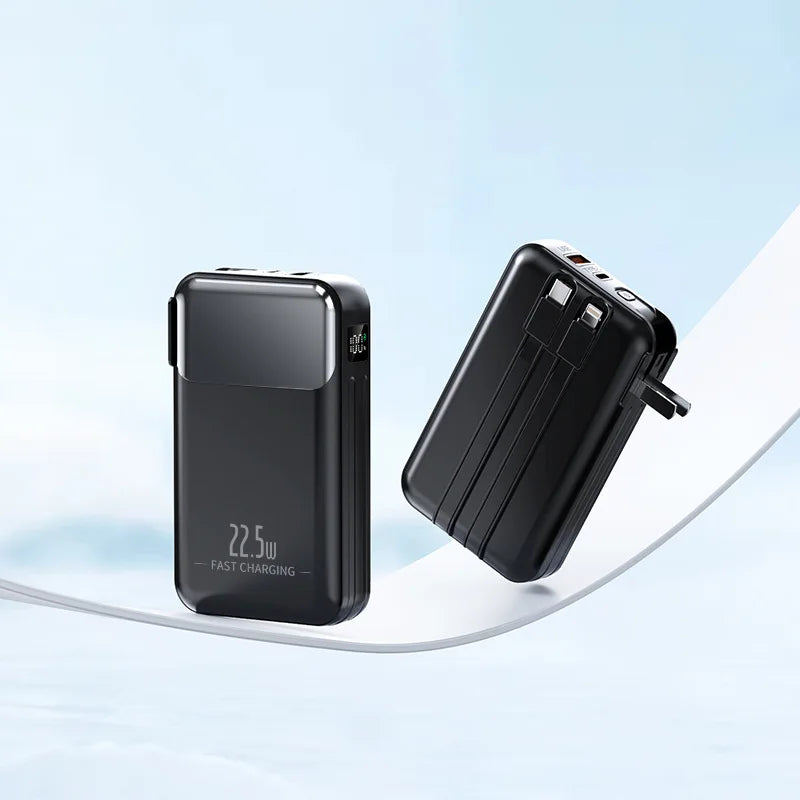 Power Bank 20000mAh 22.5W Fast Charging Powerbank with Cable AC Plug Wall Charger for iPhone 17 Huawei Xiaomi Samsung Powerbank