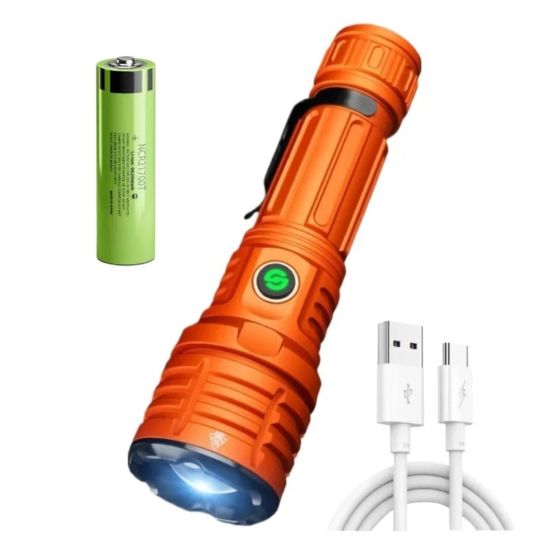 Strong Light LED Flashlight Zoomable TYPE-C Rechargeable Outdoor High Power Lighting Camping Lantern Aluminum Alloy Torch