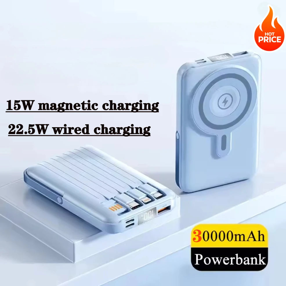 Magsafe Power Bank 30000mAh With Cable Fast Charging Magnetic Wireless PowerBank for iPhone 17 16 Pro For Apple Watch Power Bank