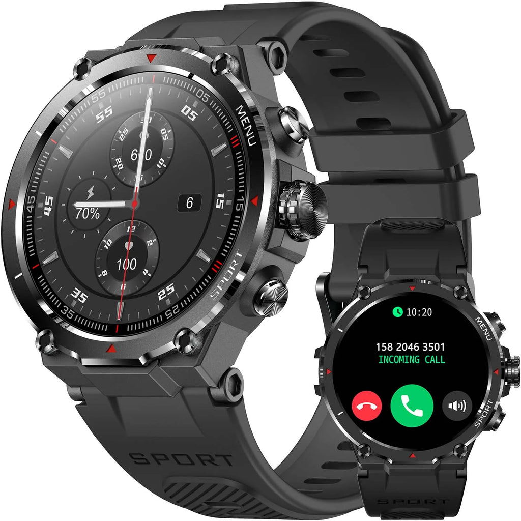 EIGIIS Military Smart Watch for Men 1.32’’ HD Rugged Fitness Tracker with Heart Rate Sleep Monitor Pedometer Sports smartwatch