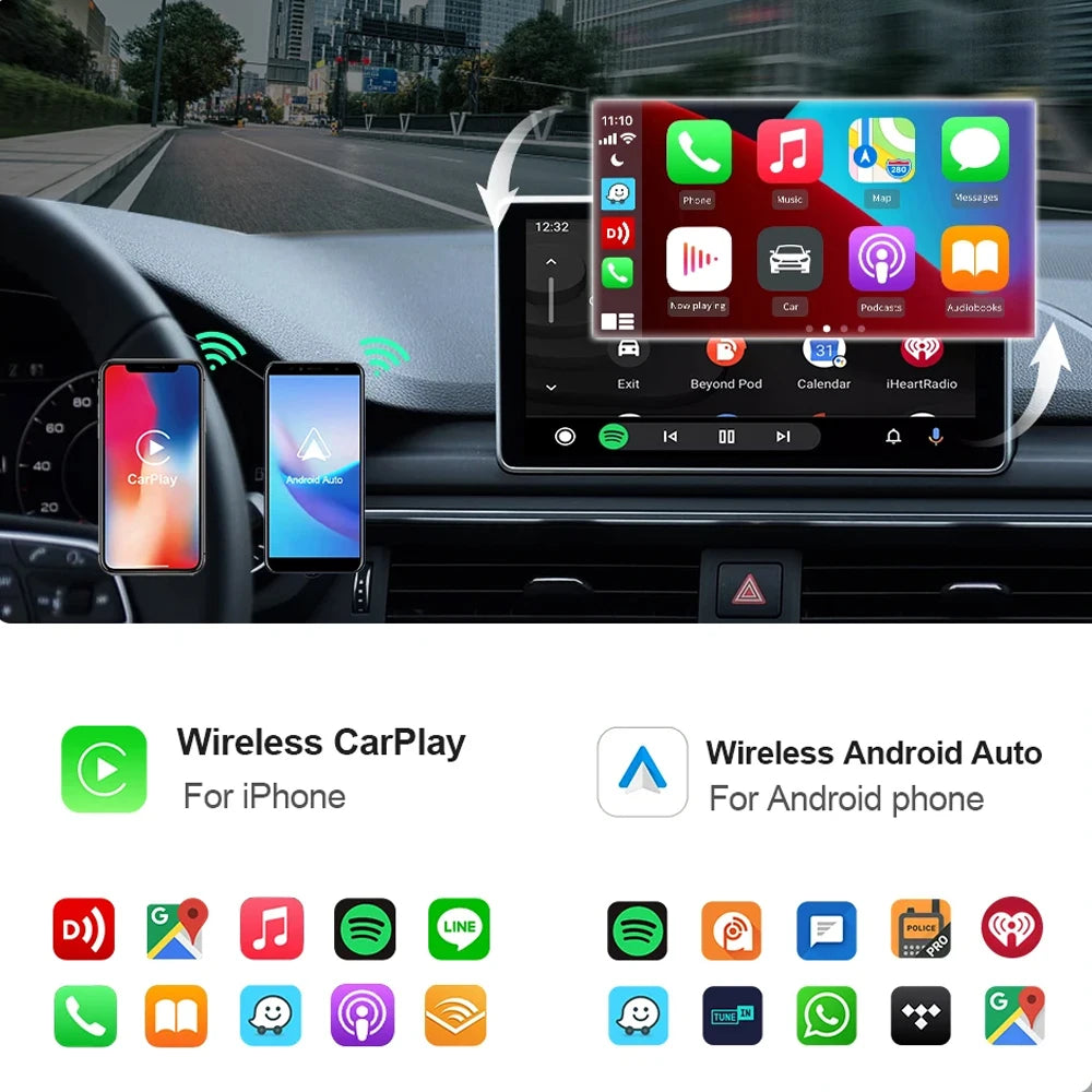 Skilldrive 2026 Mini 2 in 1 CarPlay Wireless Android Auto Adapter AI Smart Box Intelligent System USB for Wired CarPlay Car