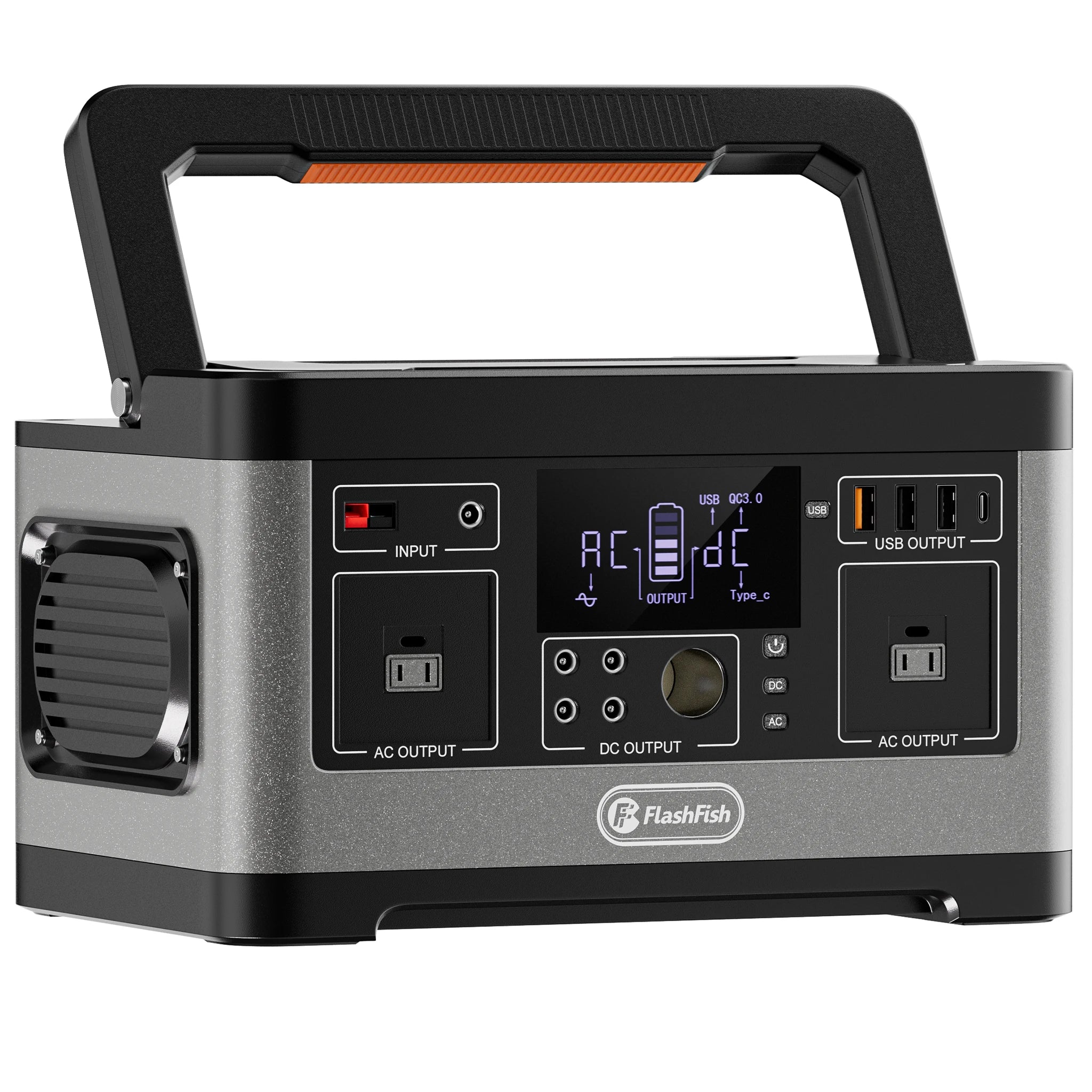 FF FlashFish P63 Portable Power Station 520Wh, Electric Generator with Pure Sine Wave 2 AC 500W(Surge 1000W) 11 Outputs with 4 DC5521 Cigarette Lighter 126W 4 USB Type-C 18W QC3.0 Fast Output Backup Battery Pack for Solar Panel CPAP Emergency Power Suppl