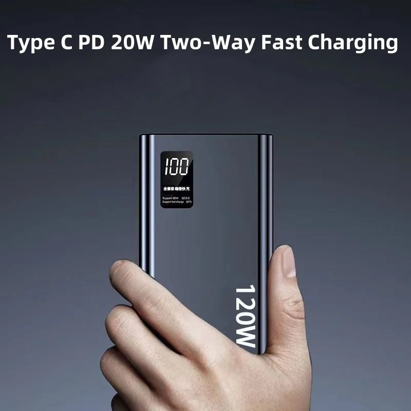 50000mAh Super Power Bank PD 120W Fast Charging Portable Powerbank for iPhone 16 15 Xiaomi Samsung Huawei External Battery Pack
