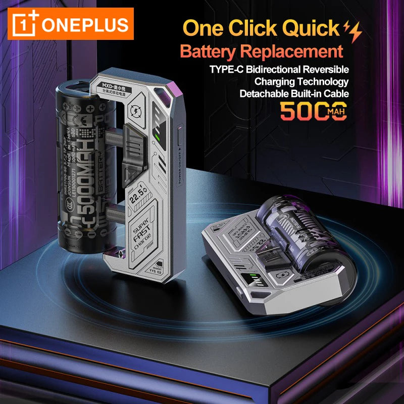 OnePlus Interchangeable Clip on Tactical Mecha PowerBank Module Compact Portable Compatible with Flat Head 21700 Lithium Battery