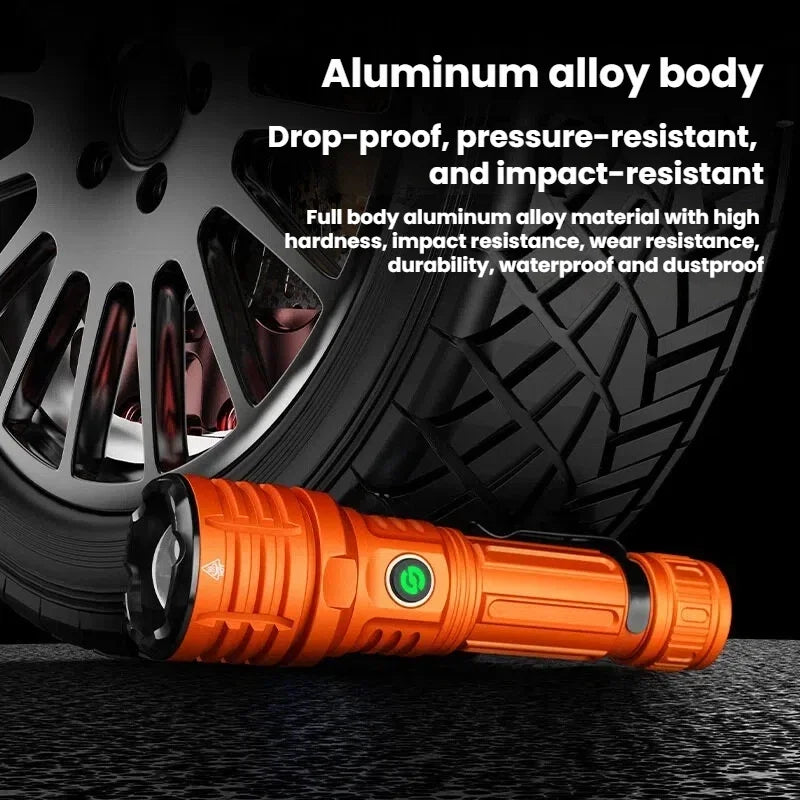 Strong Light LED Flashlight Zoomable TYPE-C Rechargeable Outdoor High Power Lighting Camping Lantern Aluminum Alloy Torch
