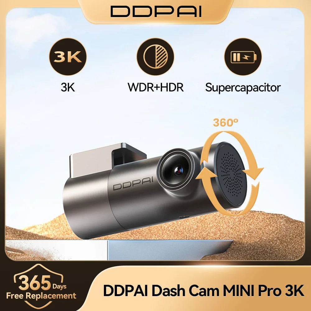 New DDPAI MINI Pro 3K HDR Dash Cam 1620P Car DVR WiFi Night Vision WDR Voice Control 24H Parking Monitor 143°FOV