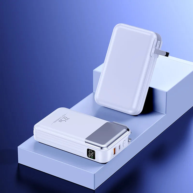 Power Bank 20000mAh 22.5W Fast Charging Powerbank with Cable AC Plug Wall Charger for iPhone 17 Huawei Xiaomi Samsung Powerbank