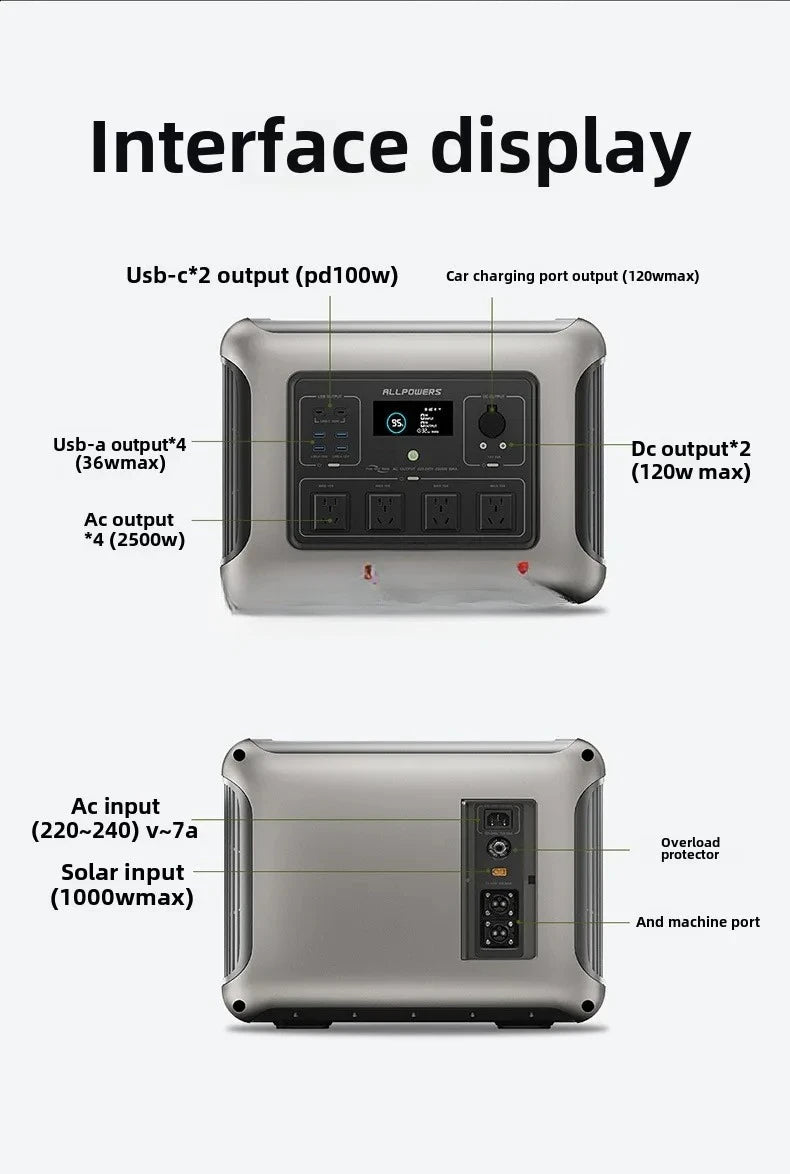 Portable power station 2016Wh expandable to 20kWh LFP battery 2500W emergency household/outdoor power supply R2500