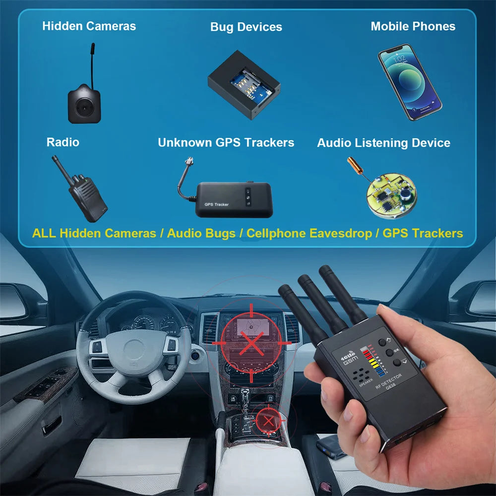 G338 / G738 / G638 Anti Spy Wireless RF Signal Detector GPS GSM  Tracker Hidden Camera Eavesdropping Device Professional Version
