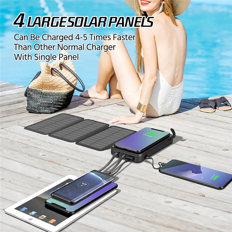 43800mAh Solar Power Bank Fast Wireless Charger PD 20W Fast Charging Powerbank for iPhone 17 16 Samsung Huawei Xiaomi Poverbank