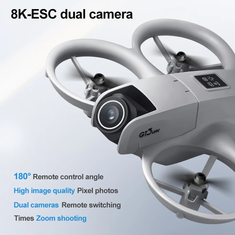 New GT3 With Screen Mini Drone 8K HD Camera 180° ESC Aerial Photography Aircraft  Height Pocket UFO Remote Control Aircraft