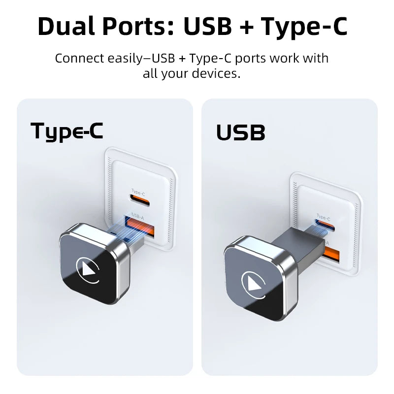 Vyvylabs Wireless CarPlay Adapter Fast Auto-Connect Mini Box USB Plug-and-play for iPhone 6 and Android 11 above with USB-A Port