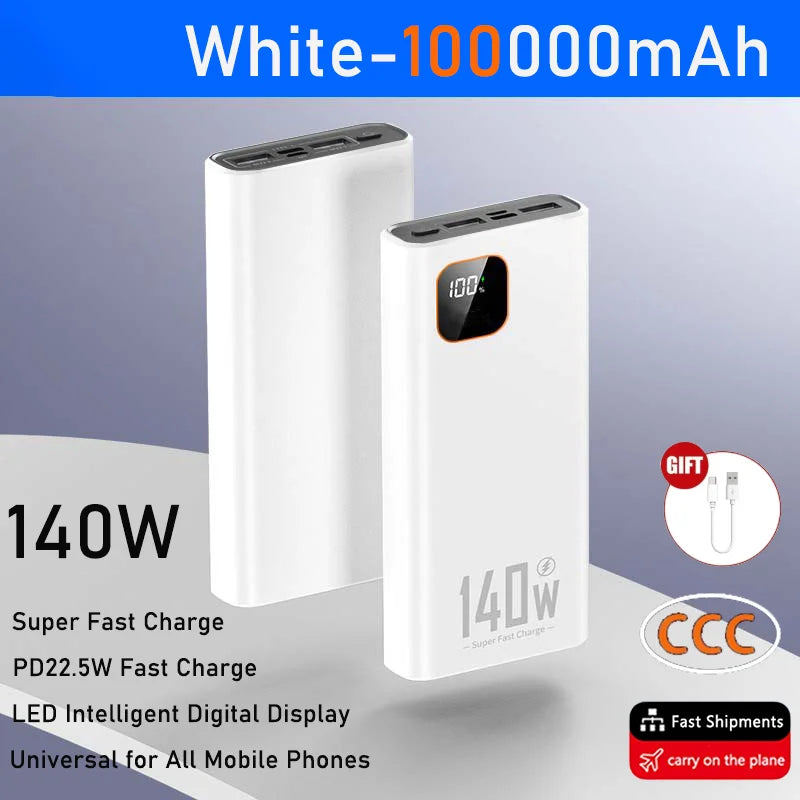500000mAh Power Bank 140W Super Fast Charging Powerbank Portable External Battery Charger for iPhone Huawei Samsung Xiaomi