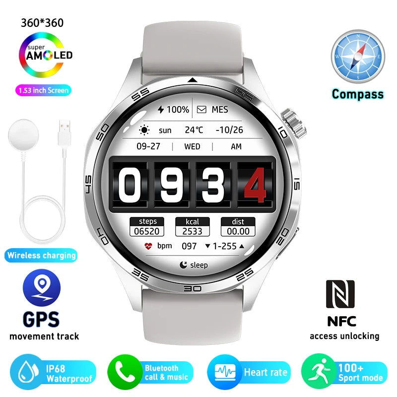 Watch 5 Pro Sports Smartwatch Men GPS Motion Trajectory NFC Control Compass 360*360 AMOLED HD Screen Bluetooth Call SmartWatches