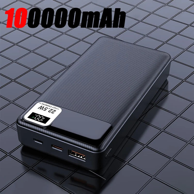 100000mAh Power Bank 22.5W Fast Charging Portable Charger External Battery High Capacity Powerbank For iPhone Huawei Oneplus