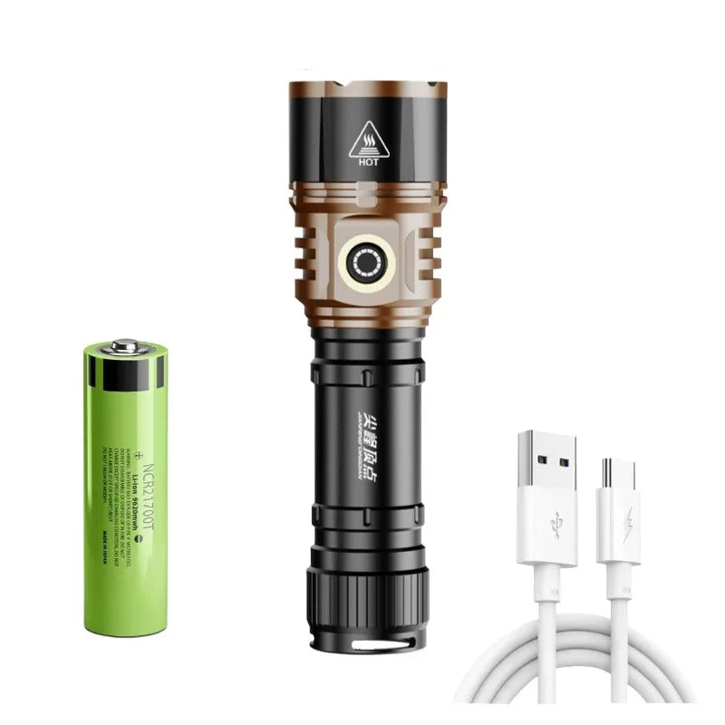 Strong Light High Power LED Flashlight Type-C Charging Waterproof Aluminum Alloy Torch Outdoor Camping Lantern Patrol