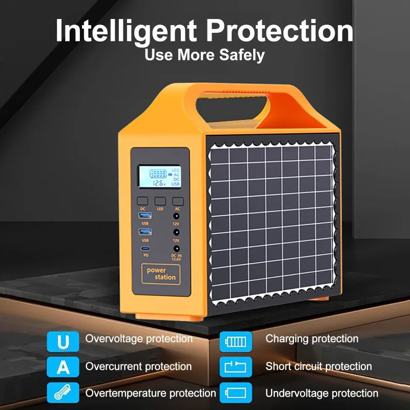 150W Portable Solar Power Station with LED Light & Solar Panel 220V 110V Power Supply Solar Generator Outdoor Backup Power