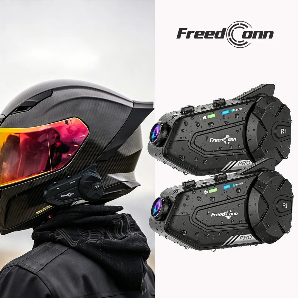 Freedconn Motorcycle Intercom Helmet Bluetooth Headset Dvr Group Headphone WiFi App Motorbike Dash Cam Interphone