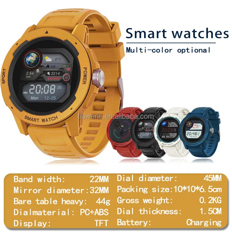 50m IP68 Waterproof Tactical Sports Smart Watch, Outdoor Running Diving Esports Adventure Fitness Wristwatch