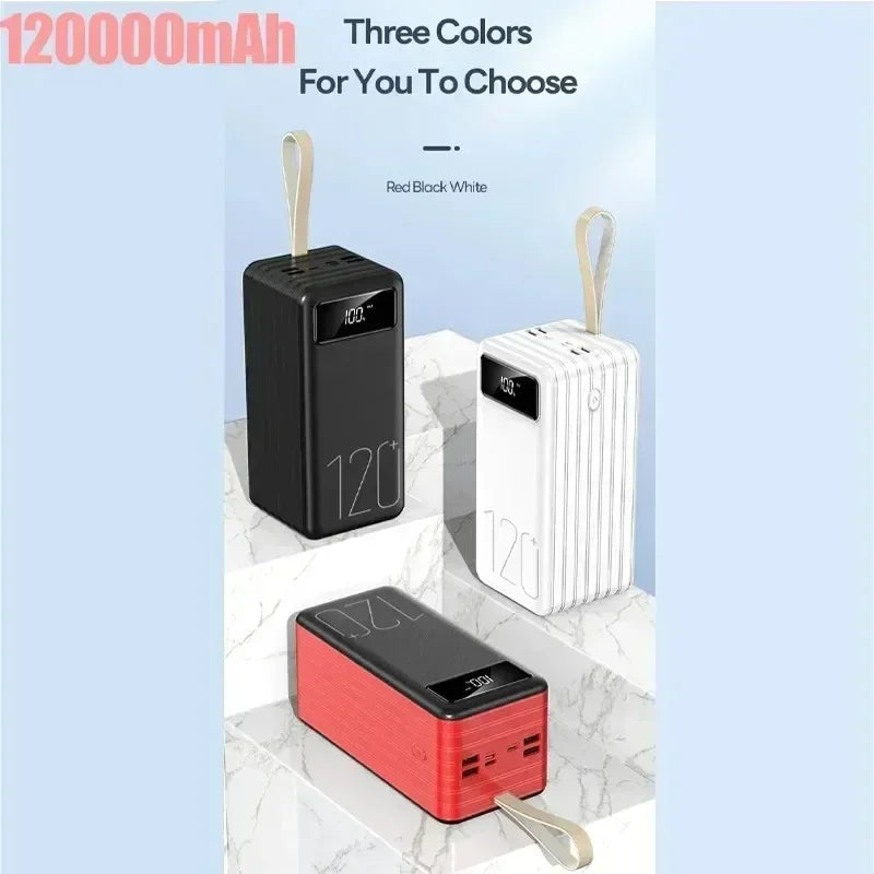 Portable 120000mAh High Capacity Power Bank 120W Super Fast Charging Powerbank Charger External Battery for Iphone Huawei Xiaomi
