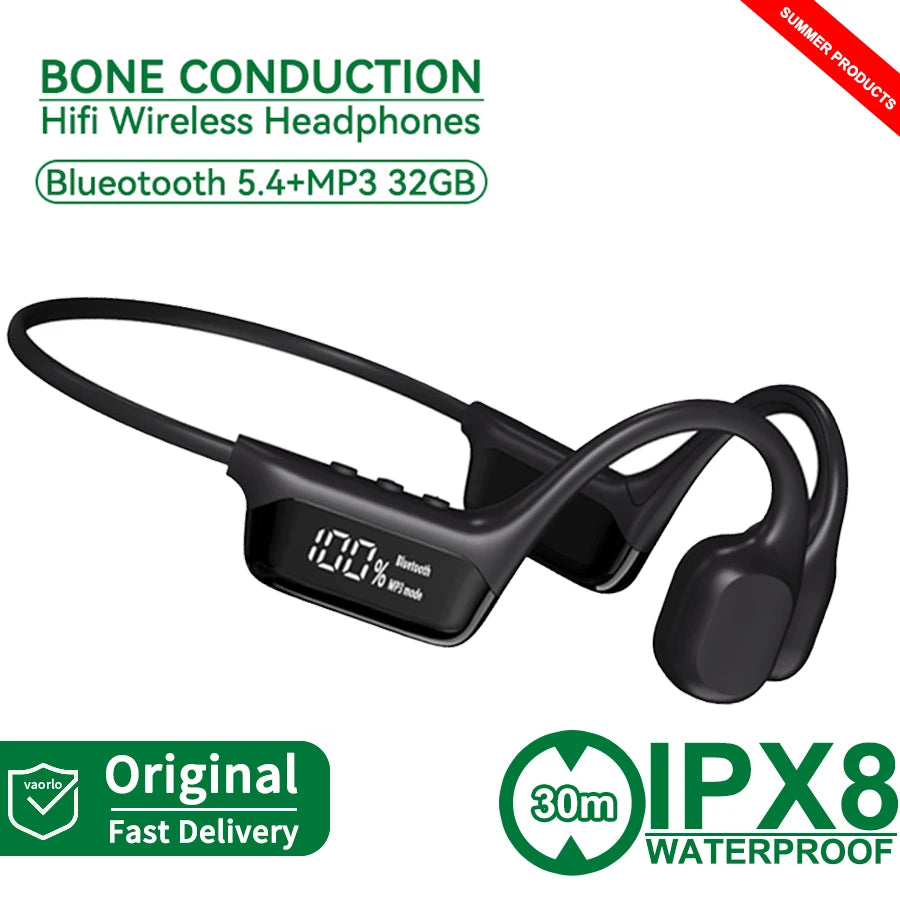Bone Conduction Headphones Bluetooth 5.4 Wireless Earphone IPX8 Waterproof for Swimming Sports Support MP3 Player With 32G RAM