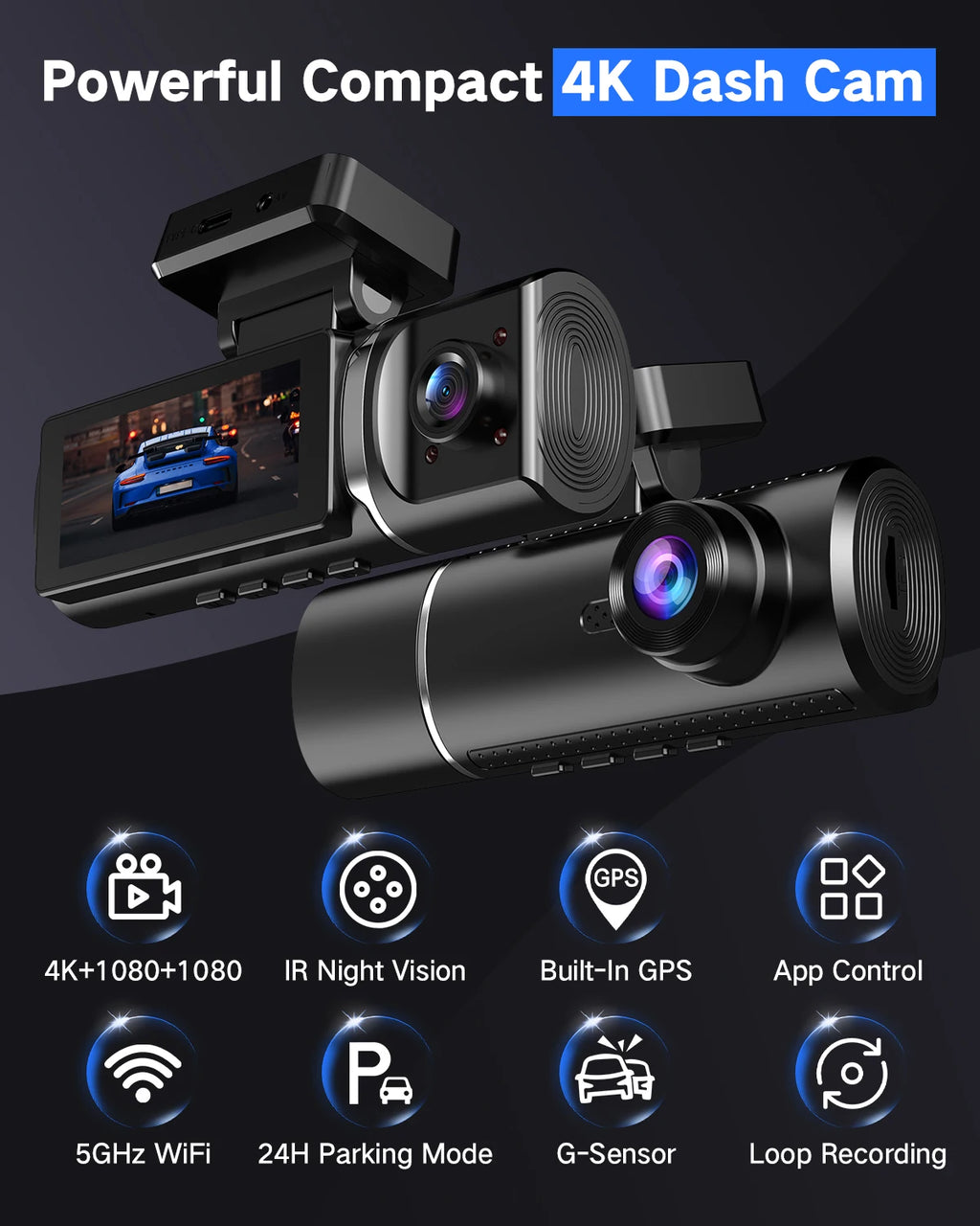 Front And Rear 4k Dashcam Car Camera 4g 3 4 Channel Per Auto Waterproof DVR For Cars Wireless Gps With Wifi Dash Cam