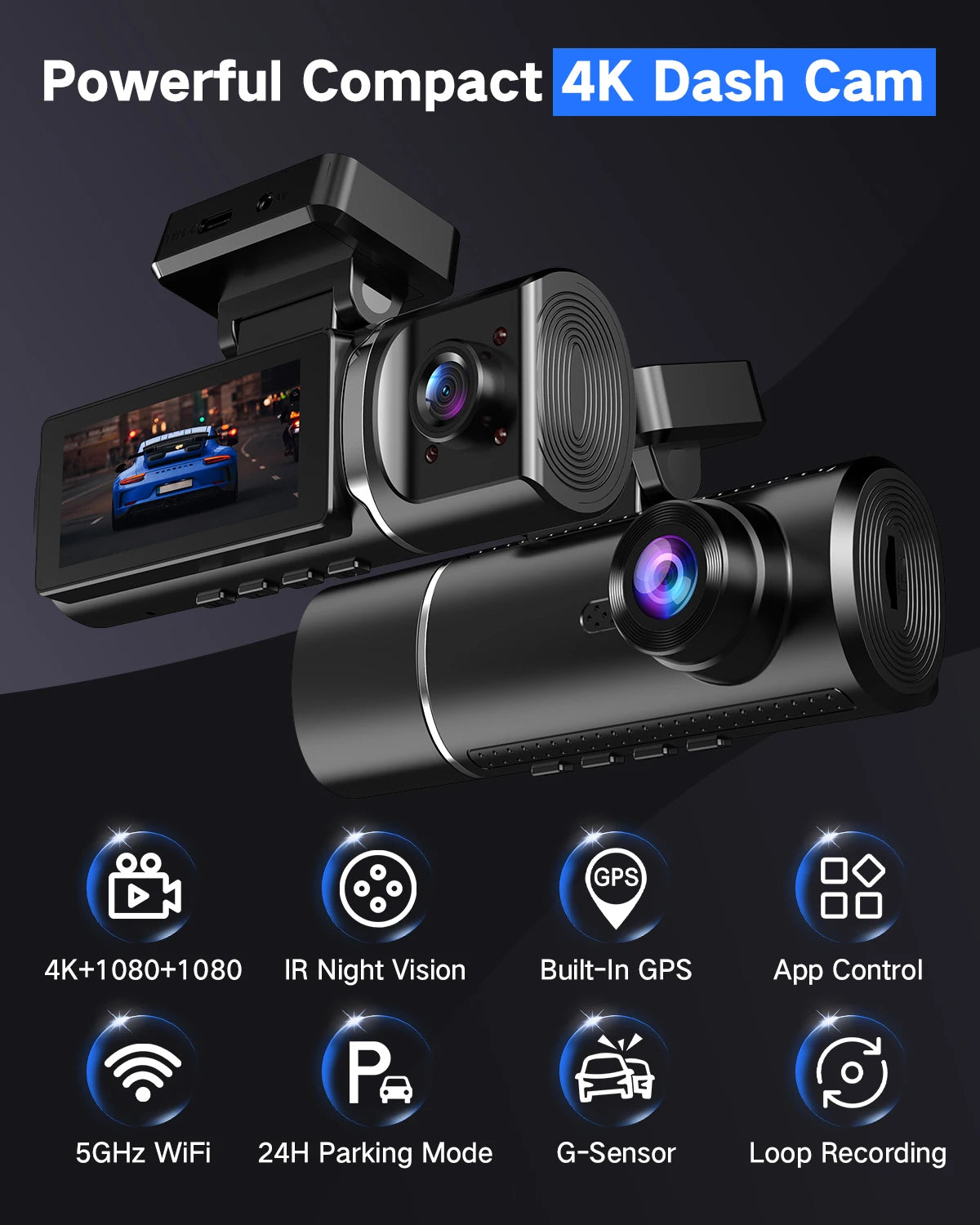 Front And Rear 4k Dashcam Car Camera 4g 3 4 Channel Per Auto Waterproof DVR For Cars Wireless Gps With Wifi Dash Cam