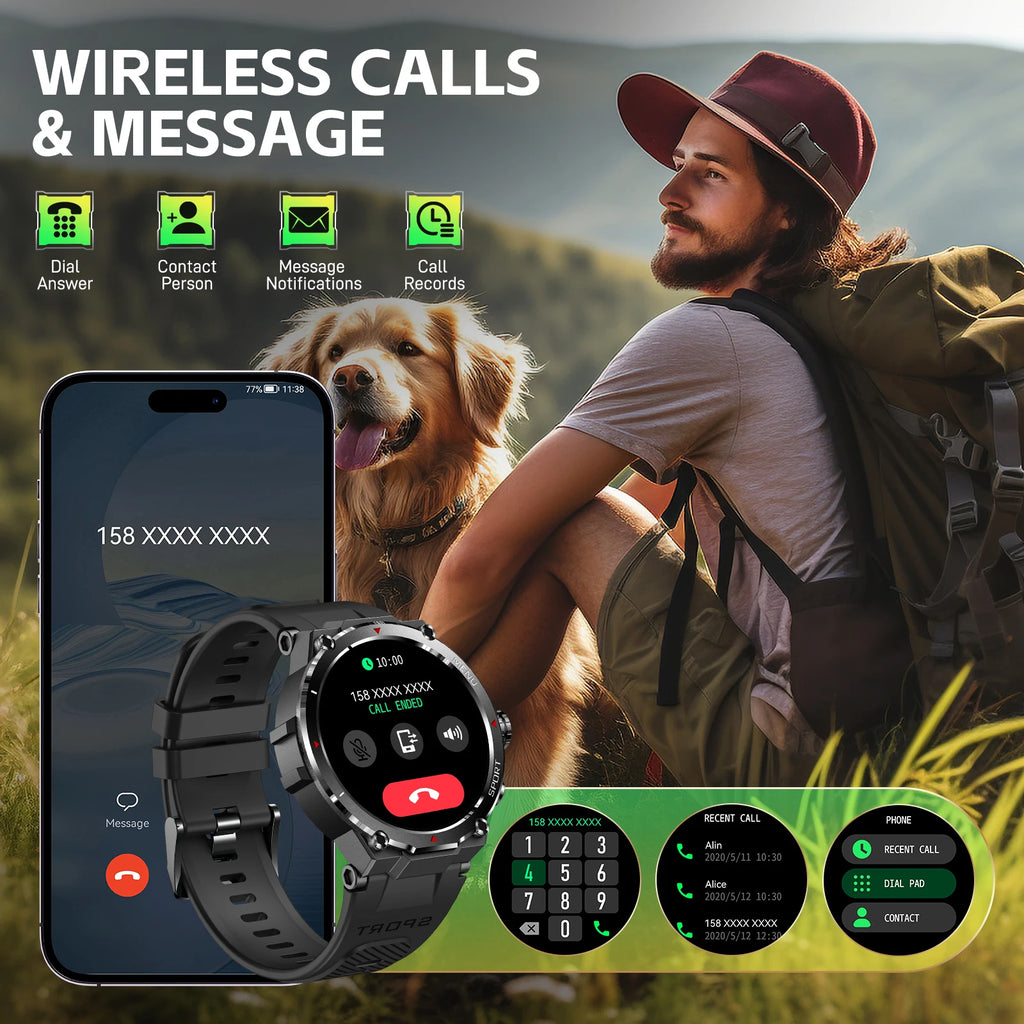 EIGIIS Military Smart Watch for Men 1.32’’ HD Rugged Fitness Tracker with Heart Rate Sleep Monitor Pedometer Sports smartwatch