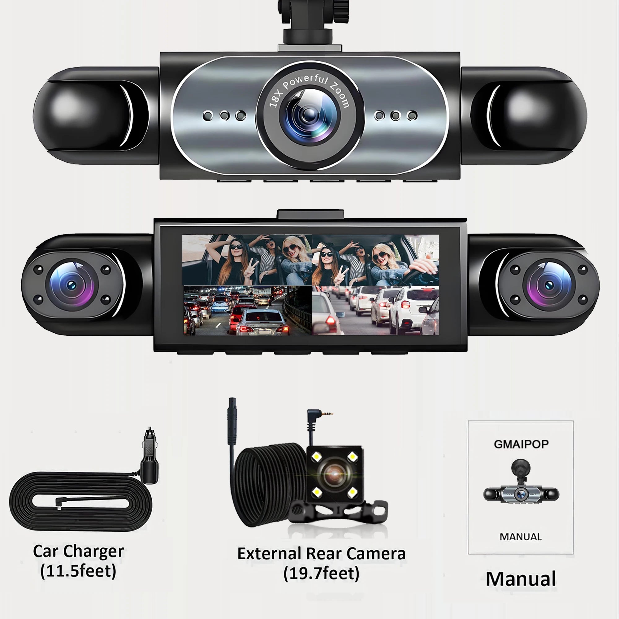 4 Channel Dash Cam 360° Car Video Recorder Black Box with Night Vision 24/7 Parking Monitor G-Sensor Loop Recording auto parts